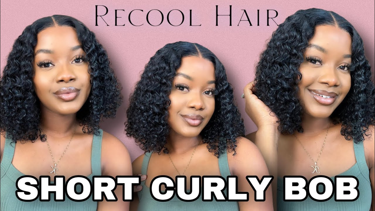 SHORT CURLY BOB LACE WIG INSTALL | START TO FINISH | Recool Hair