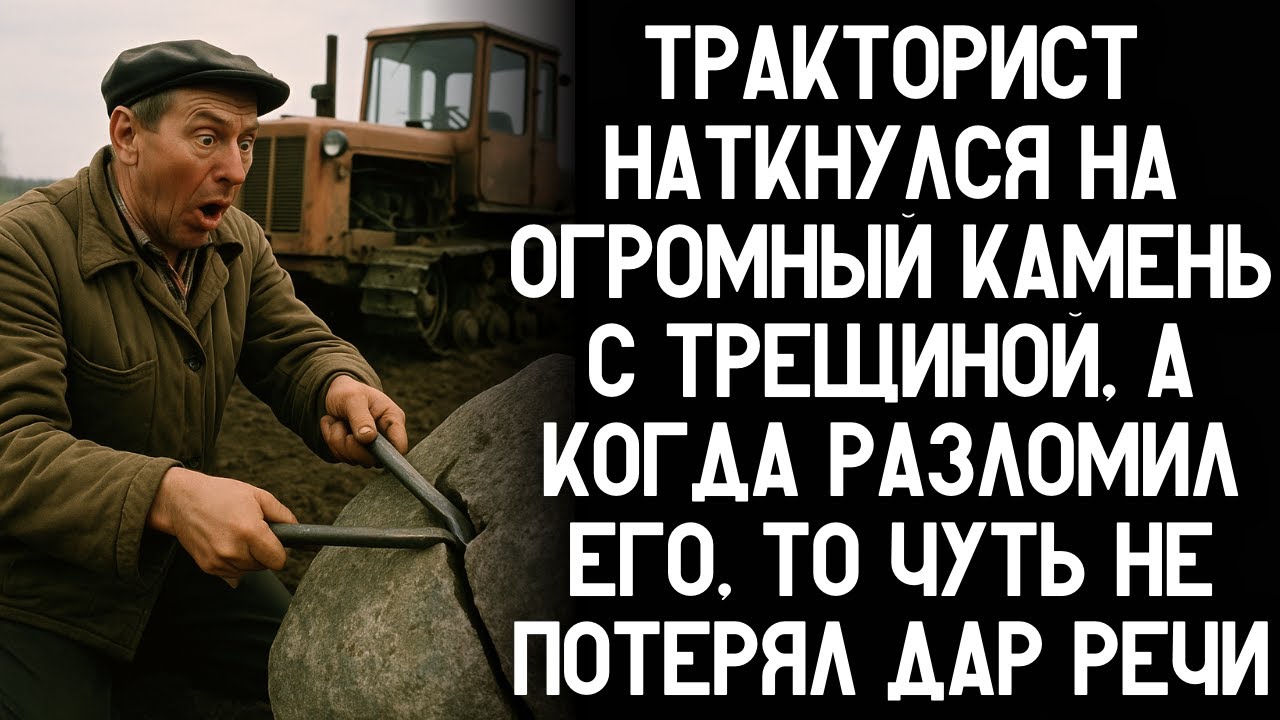 Тракторист случайно наткнулся на огромный камень с трещиной, а когда разломил его, закричал от шока