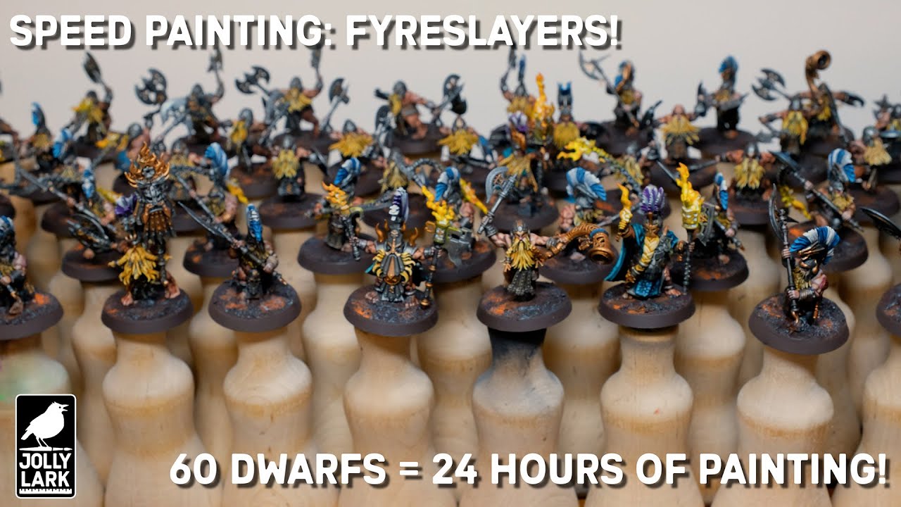 How to Speed Paint Fyreslayers - 60 Miniatures in 24 Hours of Painting - All in Giant Batch!