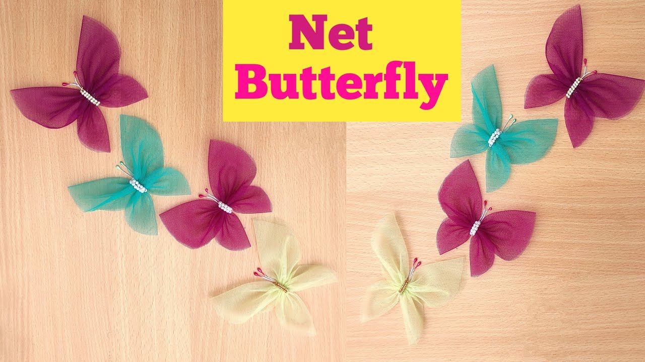 Fabric Butterfly making/Net Butterflies cutting and stitching/Beautiful Butterfly design.