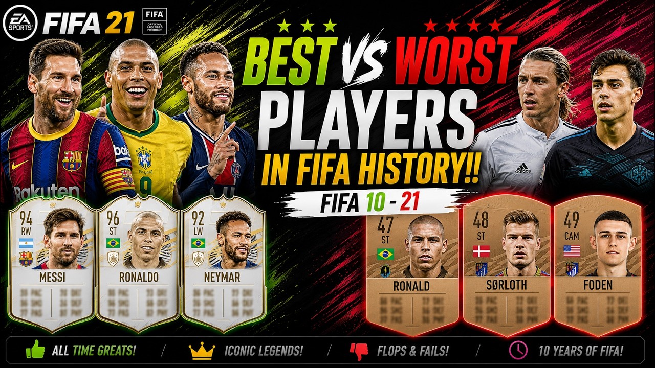 BEST VS WORST PLAYERS IN FIFA HISTORY!! FT. MESSI, RONALDO, NEYMAR ETC... (FIFA 10-21)