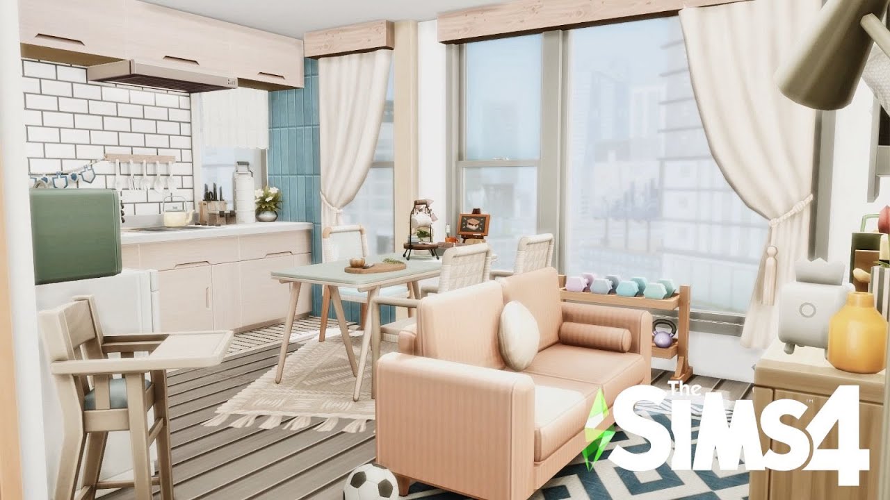 Tiny Apartment for Family✨ | NoCC | ASMR Speedbuild | The Sims 4