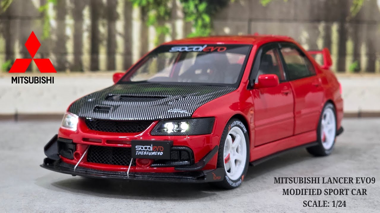 Red Mitsubishi Lancer EVO9 1:24 Diecast Review | Modified Model