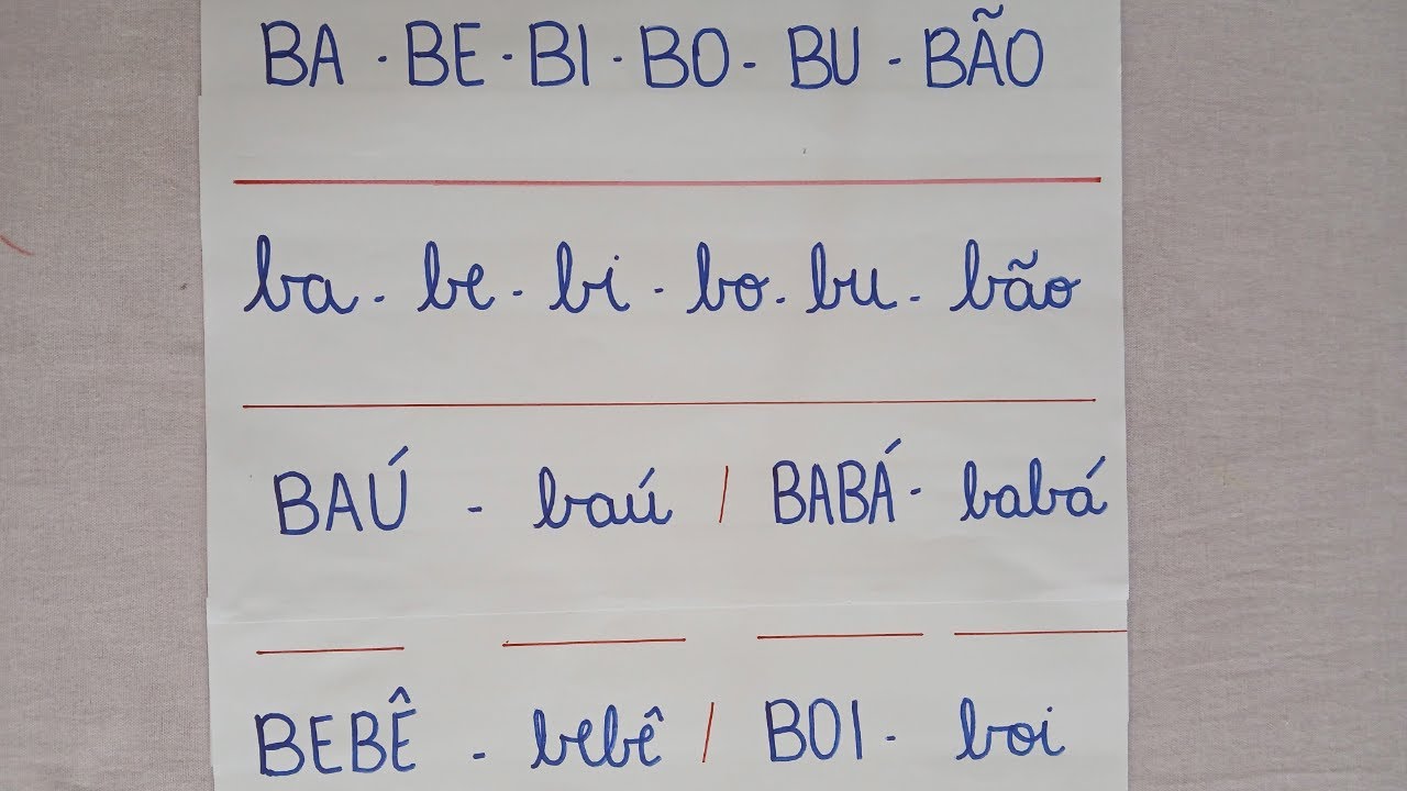 Aprendendo a Ler e Escrever - BA BE BI BO BU BÃO - Lendo e Escrevendo - EJA