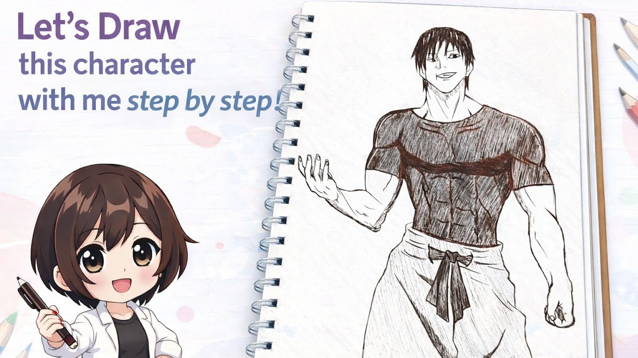 Step by Step Anime Drawing | Toji Inspired Art | Jujutsu kaisen 