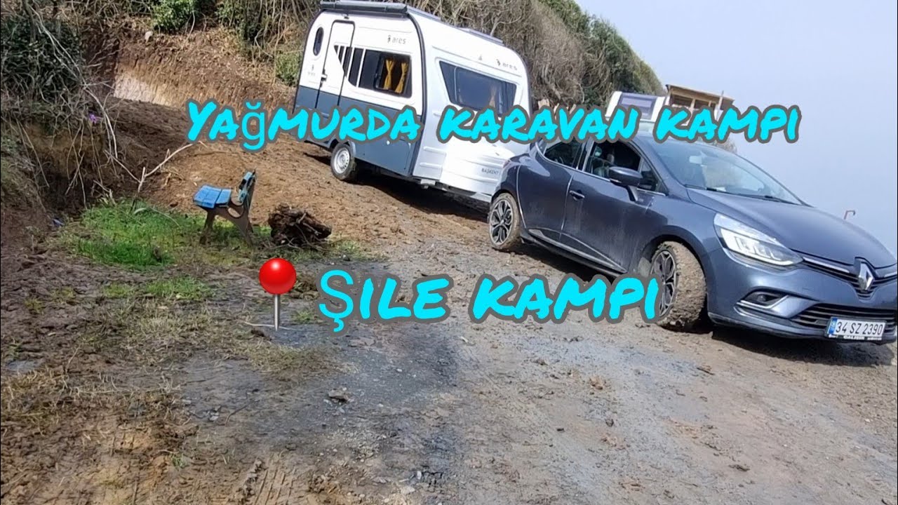 Yağmurda Karavan Kamp/Çekme Karavan/Başkent Karavan Ares 310/Şile Kamp