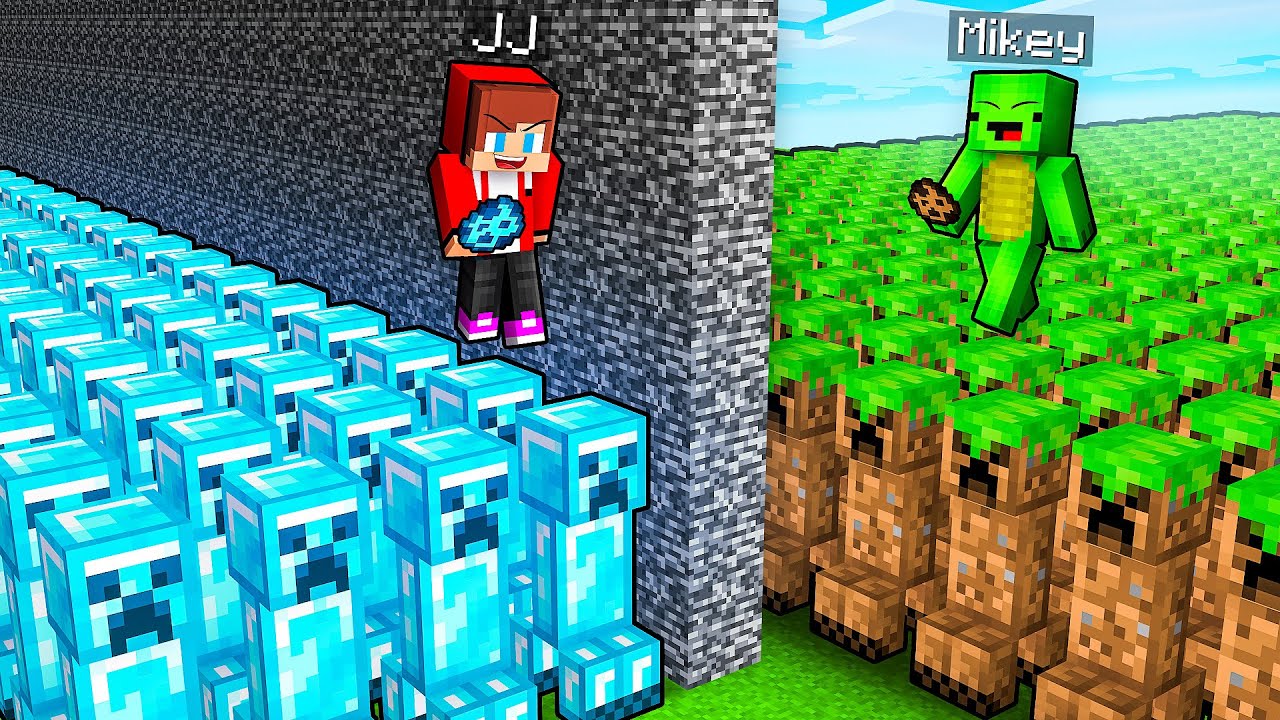 JJ and Mikey: POOR vs RICH Creeper Army Survive Battle in Minecraft - Maizen