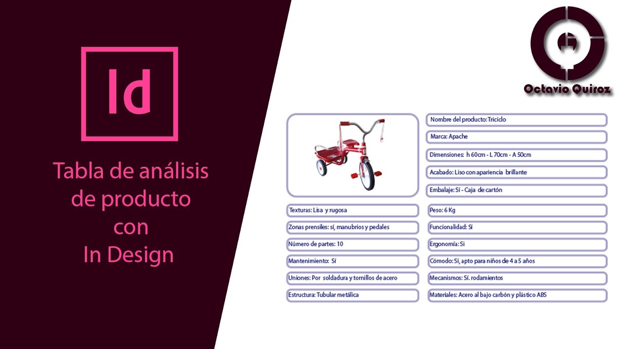Como hacer una Tabla de Análisis de Producto con InDesign