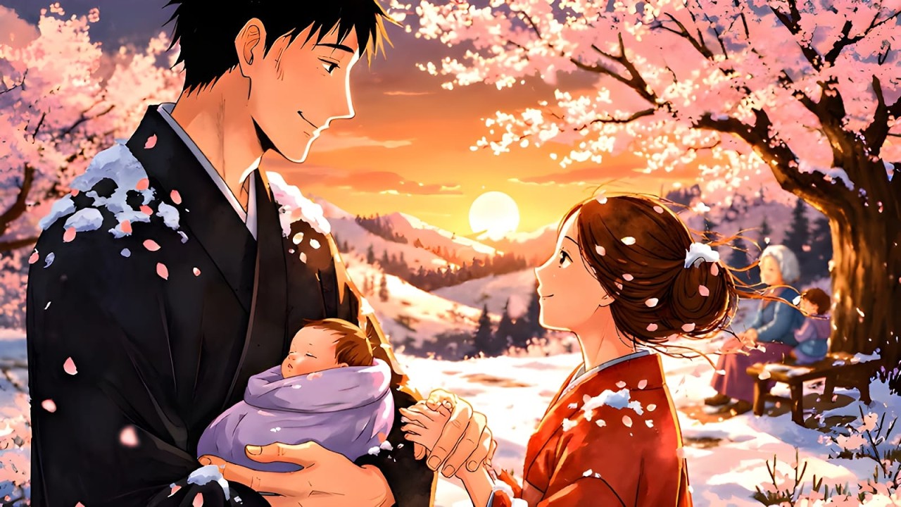 Between Two Seasons: Where the Cherry Blossoms Meet the First Snow | Ghibli-Style Animation