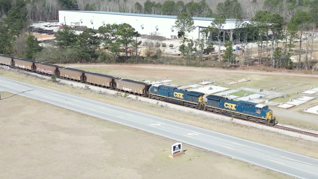 CSX Coal Train on CSX at Winder GA on 02-20-26 with a nice horn salute