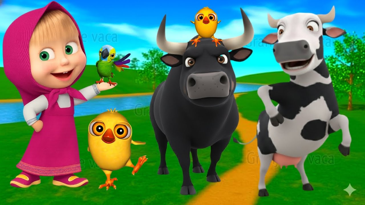 El Pollito pío 3d - el Toro y el Tractor de la Granja -el Pollito y el Tractor de la Granja