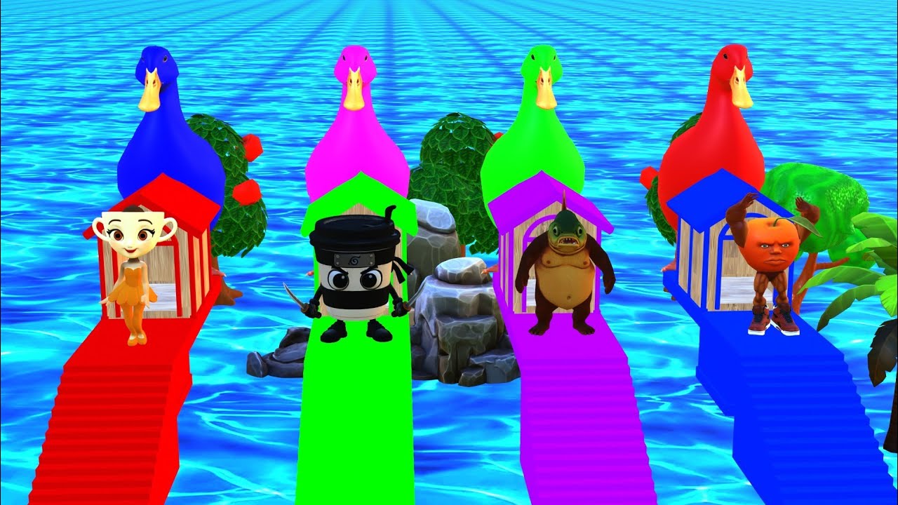 Long Slide Game With Gurilla Lion Cow Hipotainas Tiger 3d Animal Game Funny 3d Game