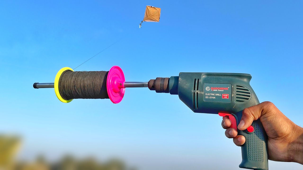 How To Fly Kite Using Drill Machine - मज़ा आ गया 😍