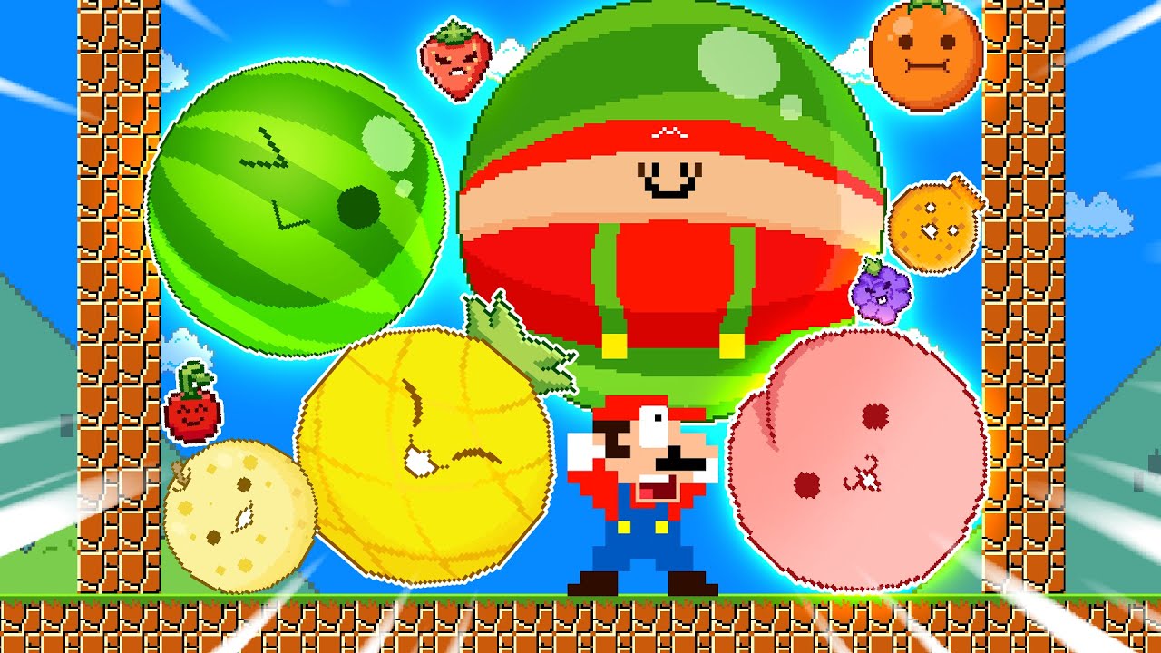 Mario vs The Watermelon Game (SUIKA) | Mario Fruit Evolution Escape - Merge Fruit Suika Game!
