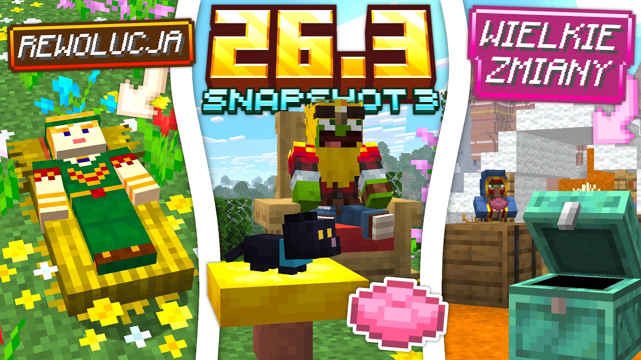 PODUSZKA do SIEDZENIA i SŁOMIANE Ł&Oacute;ŻKO! LEPSZE OBOZY i UKRYTE ZMIANY! Minecraft 26.3 Snapshot 3