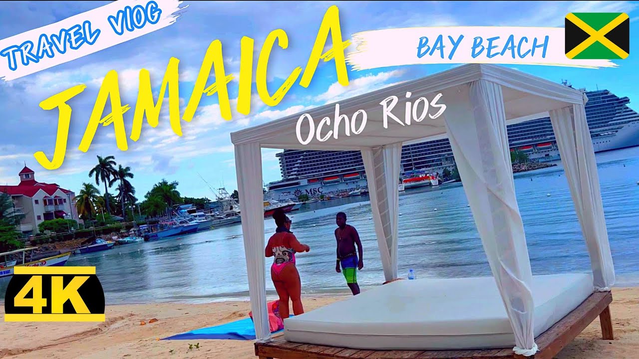 Bay Beach in Jamaica - Ocho Rios , Travel vlog & Walking Tour in 4k HDR ASMR