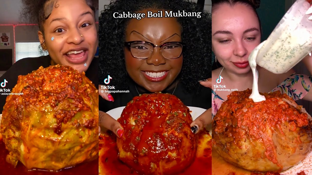 CABBAGE BOIL TIKTOK TREND 🌶️ ASMR MUKBANG 🥬 VIRAL FOOD TREND COMPILATION