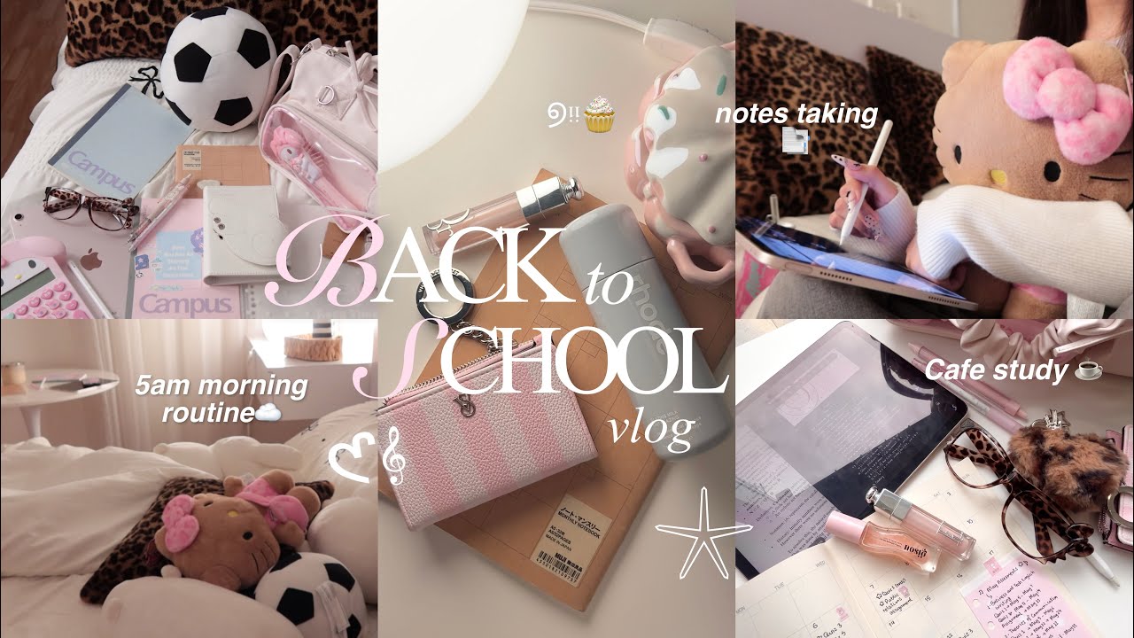 Back to School vlog🧁5am morning routine, productive day in life, notes taking, studying, grwm, cafe