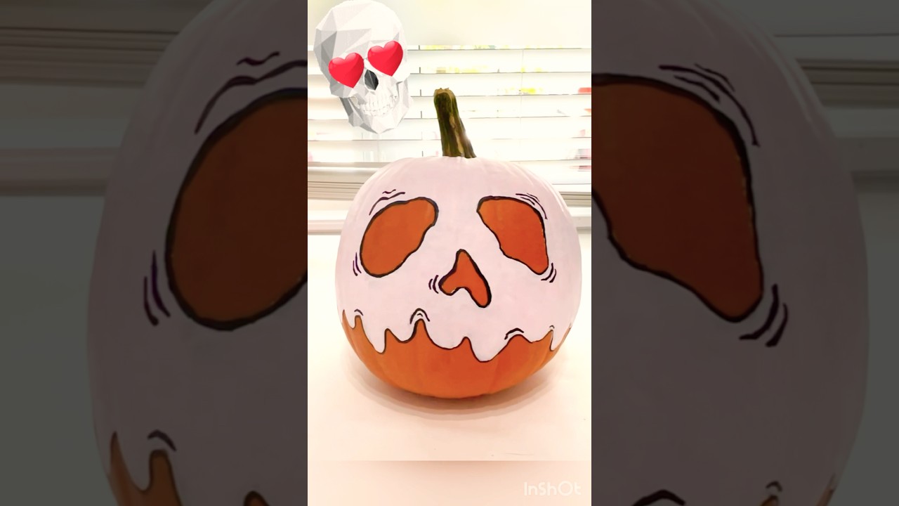 Easiest Skull Pumpkin Painting Idea ☠️🎃 #pumpkinpainting #pumpkin  #pumpkinart #painting