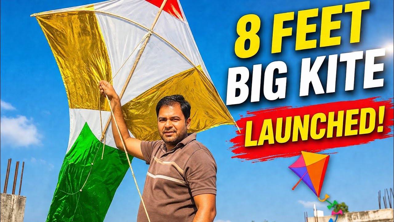 I Launched a GIANT 8 Feet Kite in Strong Winds! (Will it Survive?)