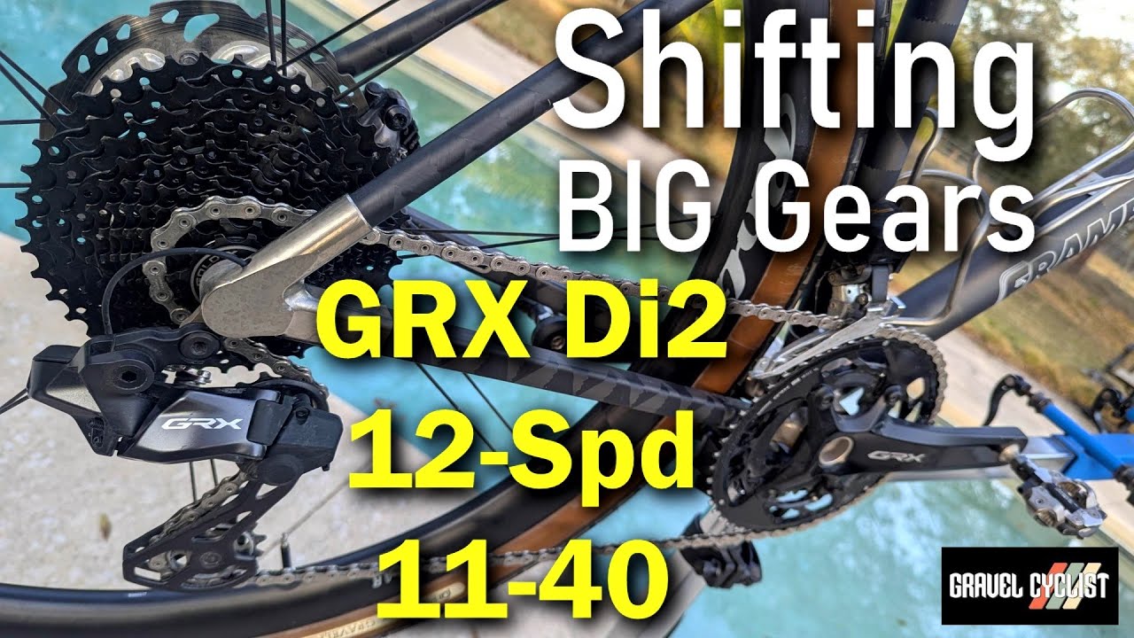 Переключение больших передач с помощью Shimano GRX Di2 12-скоростной: кассета 11-40