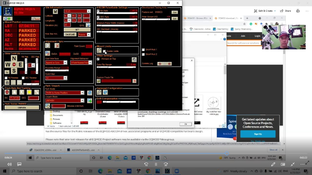 Problema con el seguimiento y error 55 en montura SkyWatcher HEQ5 y EQMOD conexion