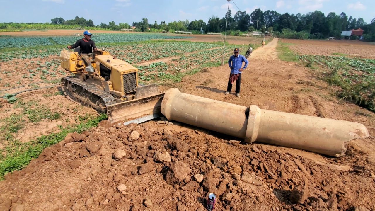 New Delete Drain Across Go Home Project! By Skill Bulldozer Pushing Soil to Making Road & DumpTruck 