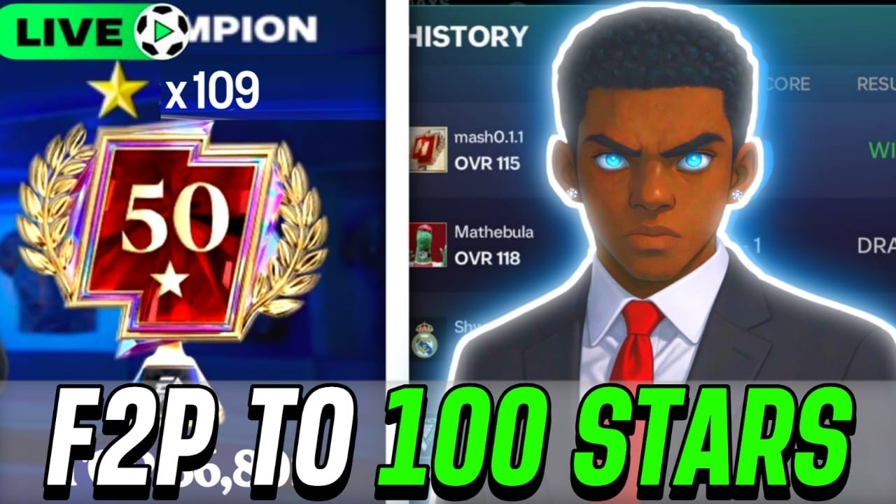 F2P TO 100 STARS I LIVE 🔴 FC MOBILE
