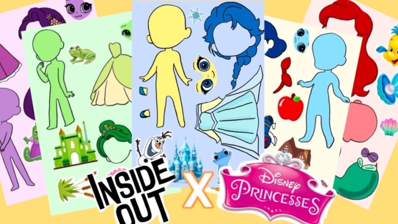 Insideout X Disney Princesses  Sticker Book PaperDIY🌈x👑 | ASMR | 인사이드아웃 디즈니 프린세스 콜라보
