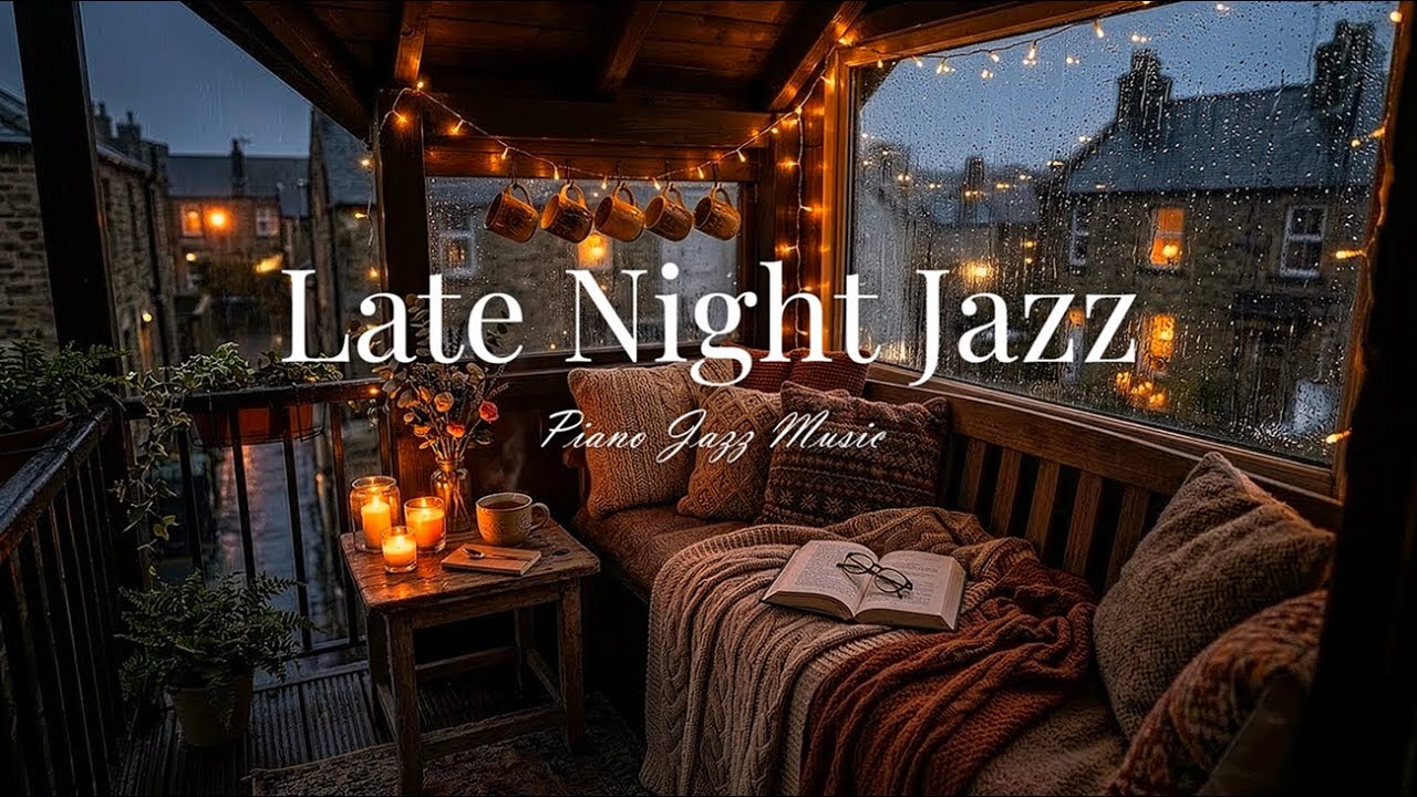 Soothing Night Jazz Piano Music & Rainy Ambience for Sleep Tight - Instrumental Jazz Relaxing Music