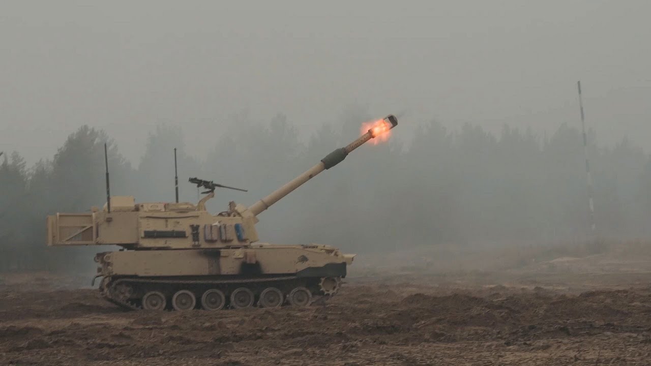 U.S. Soldiers Live-Fire Paladins In Latvia