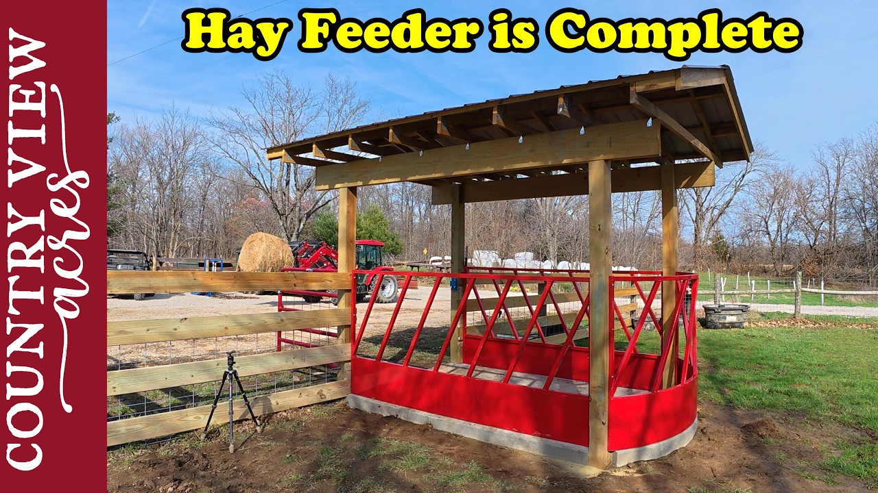 Completing New Fenceline Hay Feeder and Another Section of 4 Board Fence.