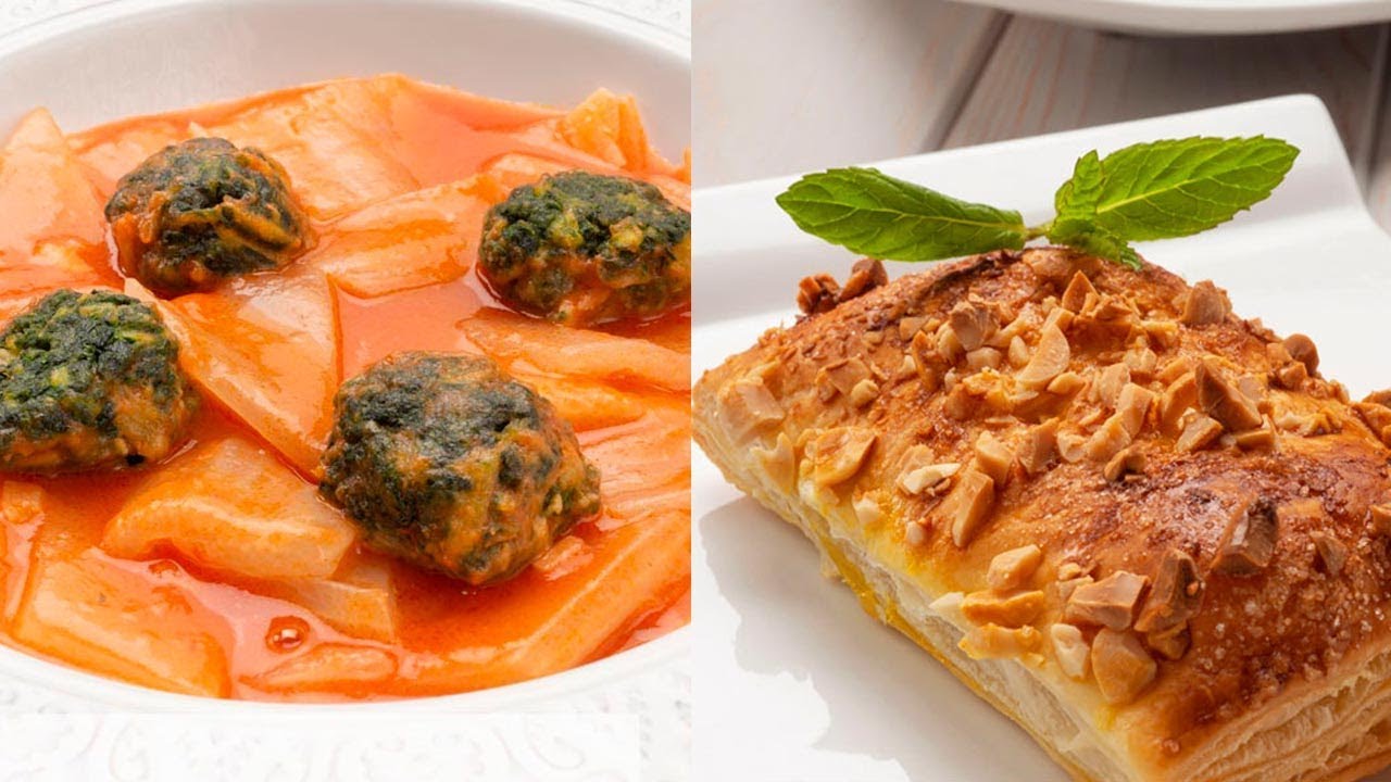 Acelgas en salsa - Hojaldres rellenos de crema de cacahuete - Cocina Abierta