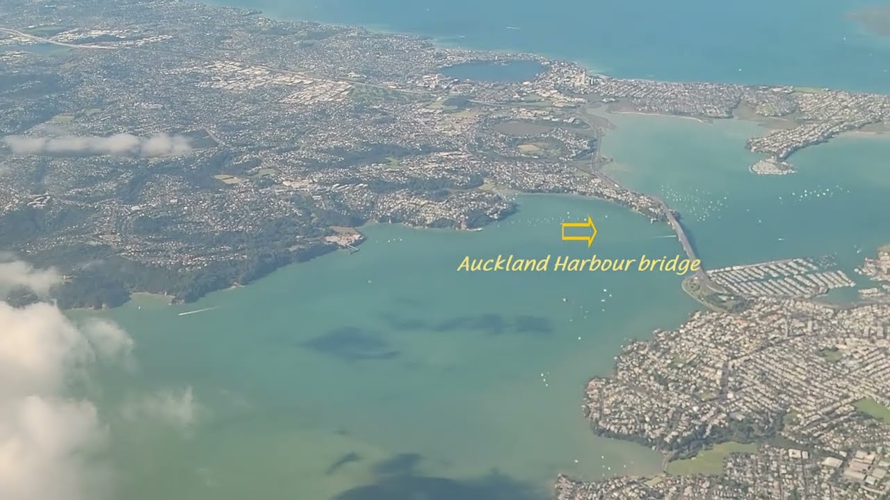 Pleasant view above Auckland before landing to Auckland International Airport