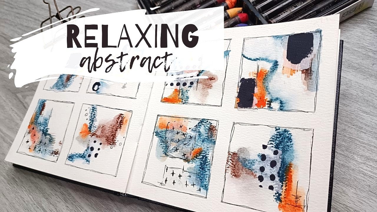 Abstract Art Journal Process | Grid Pages with Water-Soluble Crayons & Collage