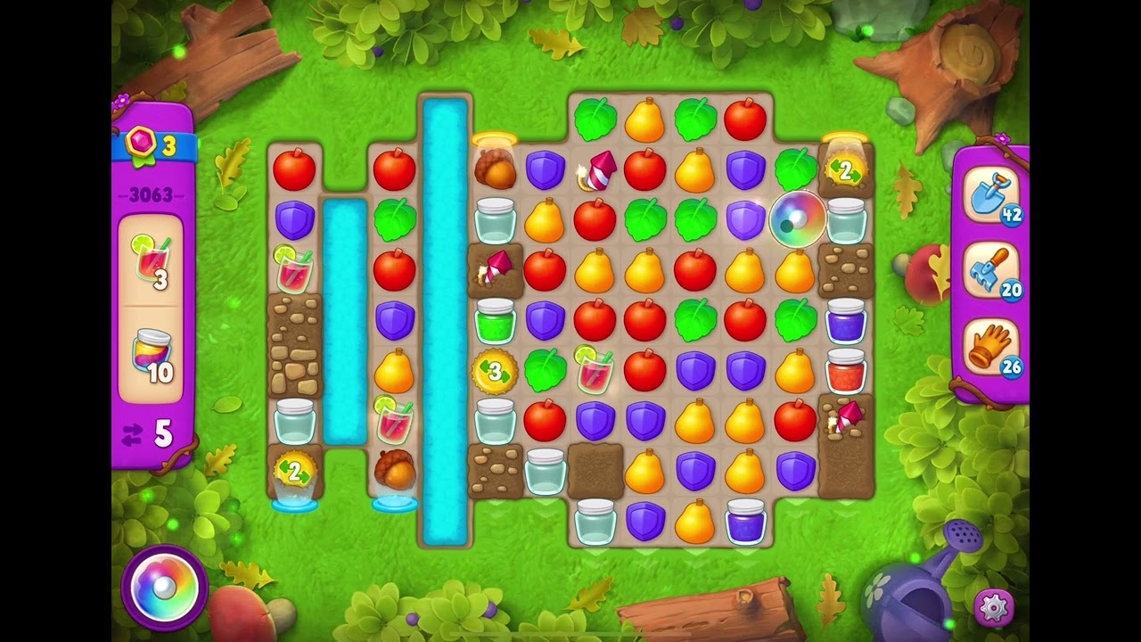 GardenScapes Level 3063 no boosters (16 moves)