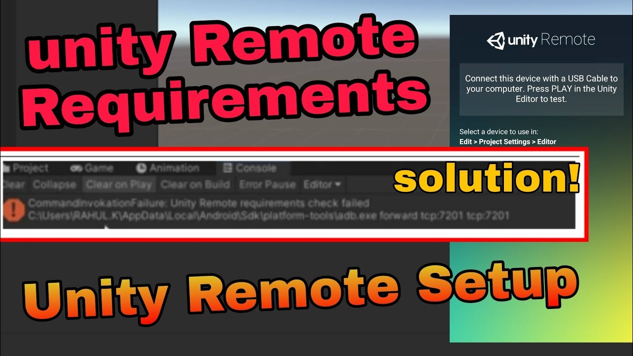 Unity remote requirement error in unity | click to solve