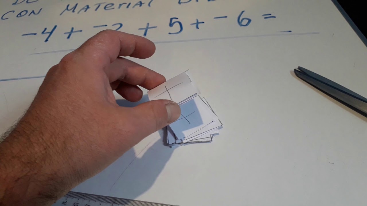 Adición de números enteros con material didáctico.