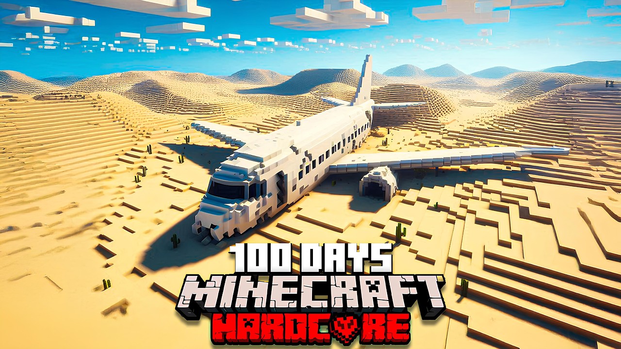 I Survived 100 Days in Desert Plane Crash in Minecraft