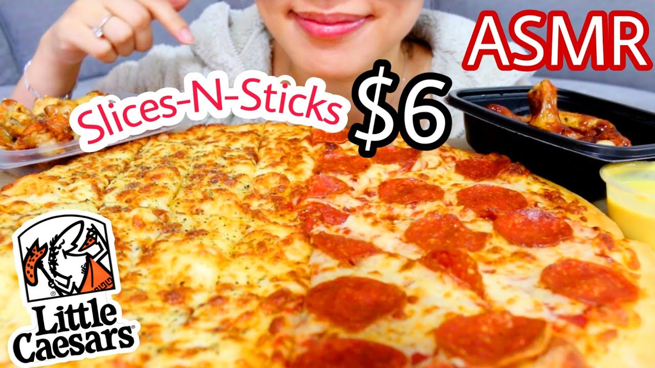 ASMR Little Caesars SLICES-N-STIX PEPPERONI PIZZA MUKBANG TWILIGHT