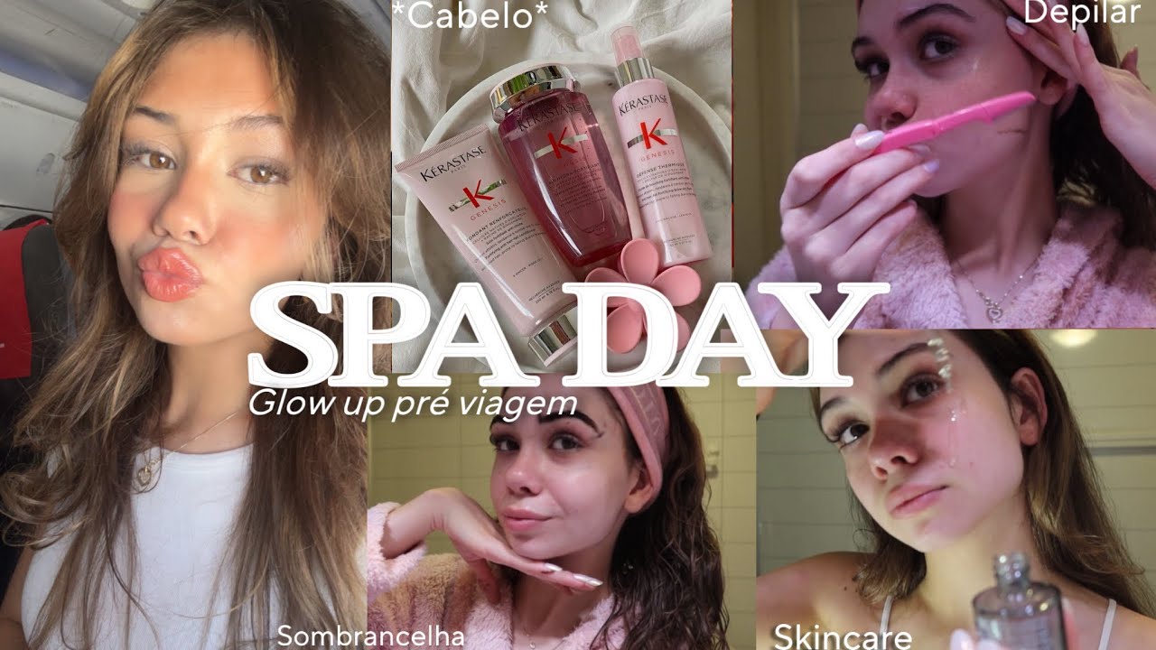tendo meu GLOW UP! spa day pré viagem 🧖🏽‍♀️🌸 *sombrancelha, bronzeamento em casa, cabelo e etc*