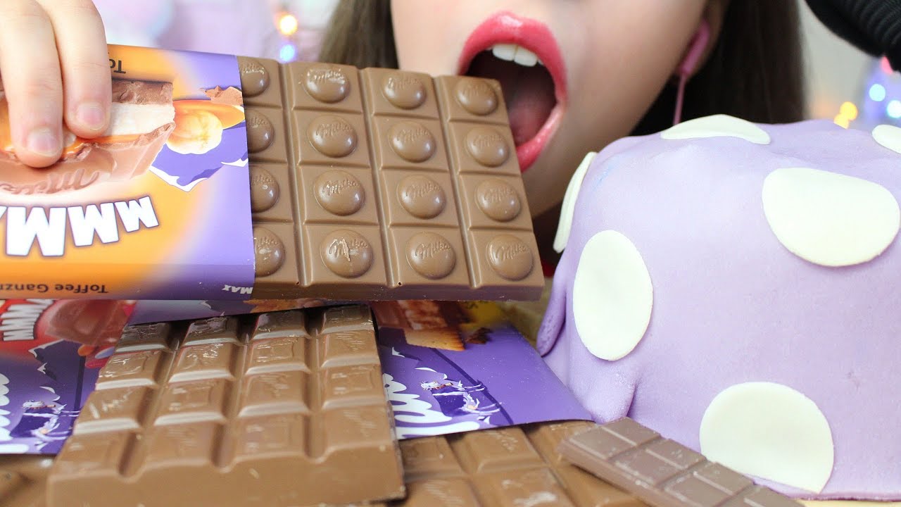 ASMR Maxi Milka CHOCOLATE BARS Eating + Cake (CRUNCHY & CHEWY Eating Sounds) MUKBANG 먹방