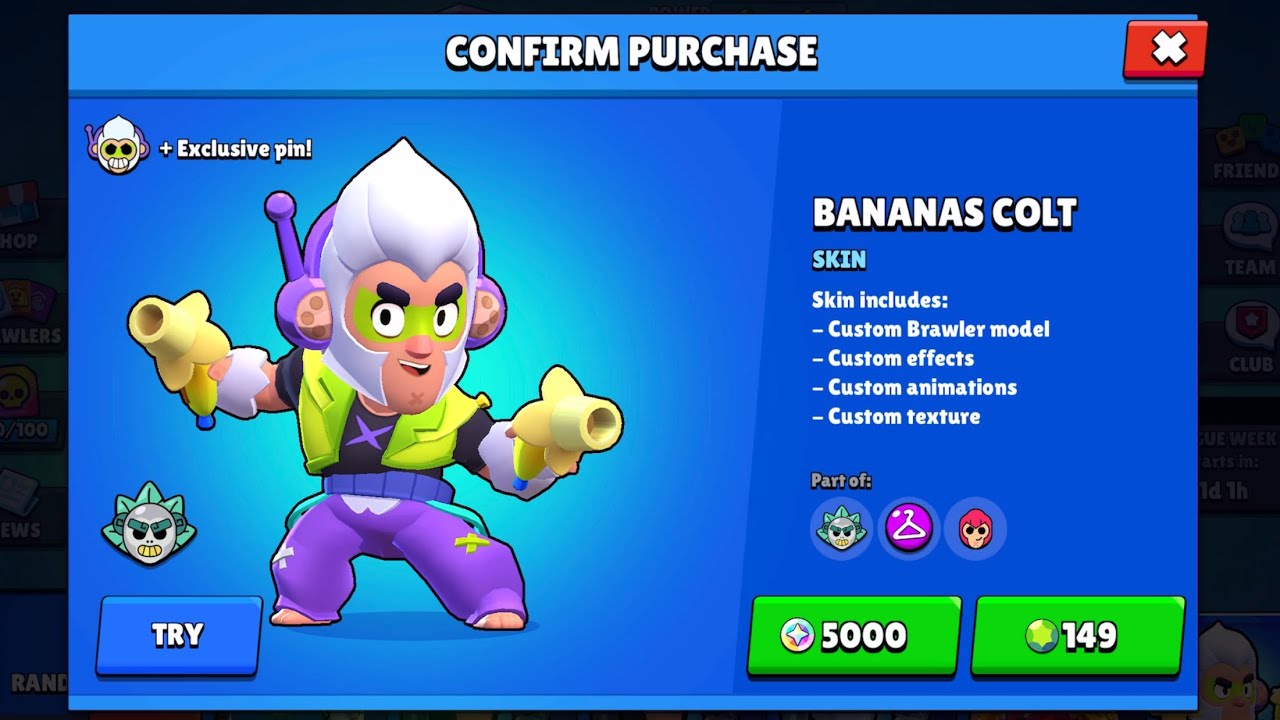 Brawl Stars BANANAS COLT Skin Gameplay