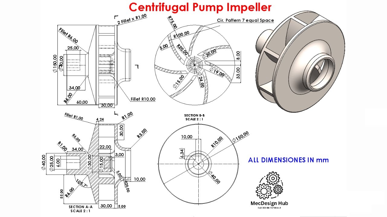 Solidworks Tutorial | Design an Impeller for Centrifugal Pump