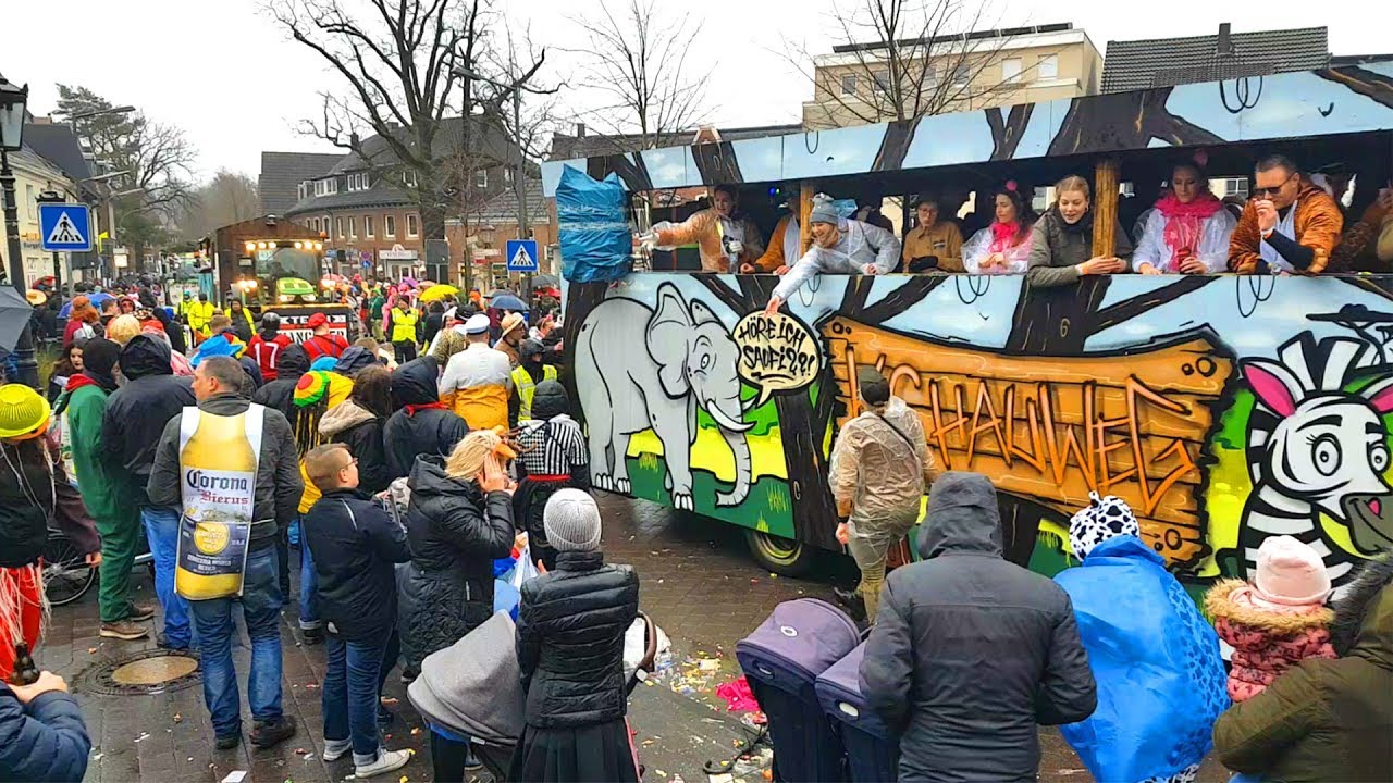 Karnevalszug 2020 in Rhede bei Sturm und Regen