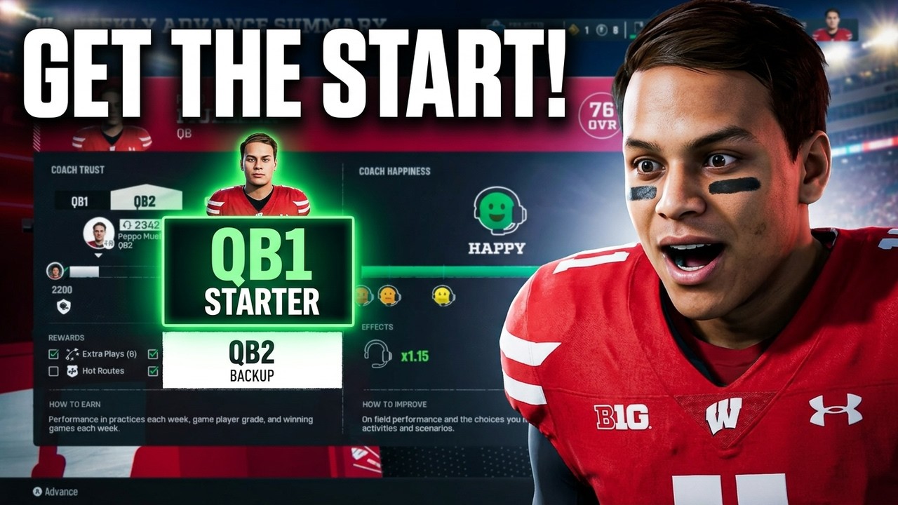 Как стать основным квотербеком в режиме Road to Glory в College Football 27