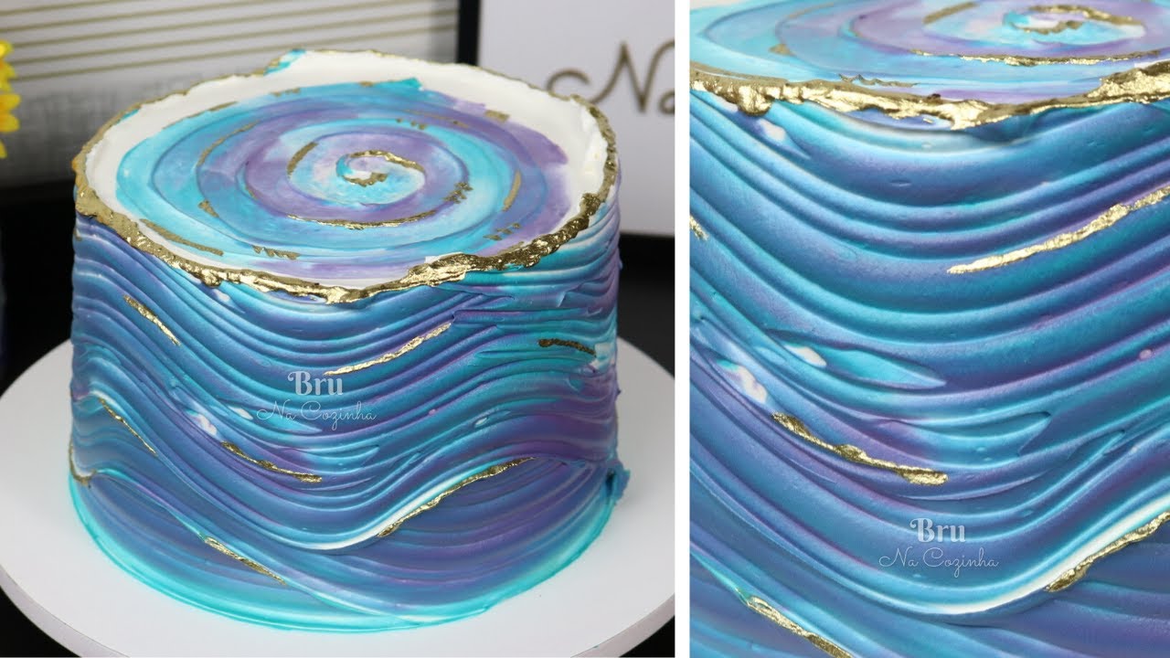 BOLO WAVE CAKE MESCLADO EM 3 CORES - WAVE CAKE 3 CORES | Bru na Cozinha |