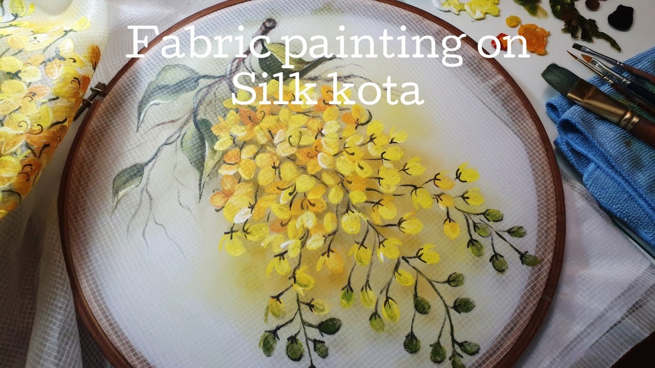 Fabric painting tutorial | Painting on Silk Kota saree | Dupatta | Cassia | Fistula | Kani Konna