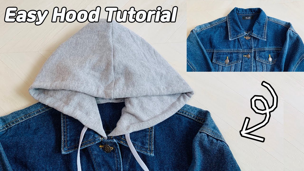 Refashion DIY Hooded Denim Jacket/How To Make A Hood