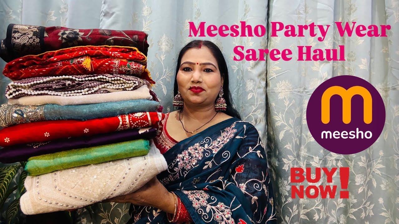 Meesho Beautiful Party Wear Saree Haul #saree #meesho #partywearsaree #fashion #haul #meeshohaul 